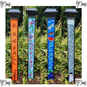Garden Peace Pole Hand Painted Solar Light and Wire Stand Customized Yard Art